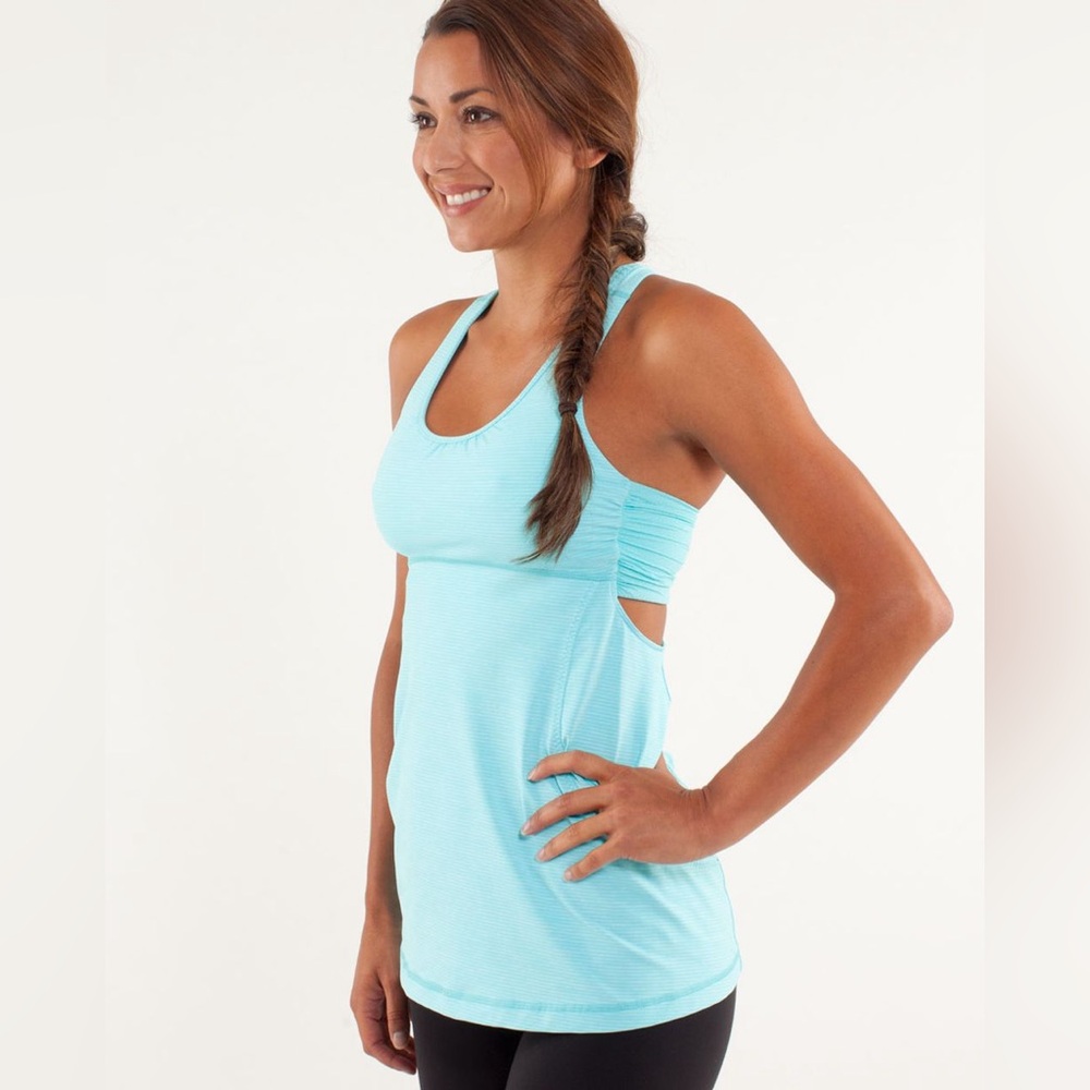Lululemon Turbo Tank Tonka Stripe Angel Blue / Heathered Angel Blue / Angel Blue